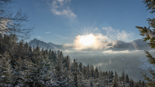 Blick vom Patscherkofel zu den Stubaier Alpen, Tirol, Österreich