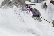 Skifahrer im Tiefschnee / Nordkette Innsbruck, Tirol, Österreich