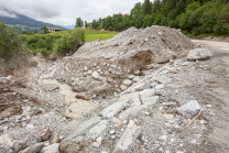 Murenabgang nach Unwetter in Mieders im Stubaital, Stubai, Tirol, Österreich