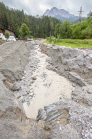 Murenabgang nach Unwetter in Mieders im Stubaital, Stubai, Tirol, Österreich