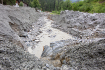 Murenabgang nach Unwetter in Mieders im Stubaital, Stubai, Tirol, Österreich