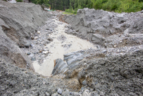 Murenabgang nach Unwetter in Mieders im Stubaital, Stubai, Tirol, Österreich