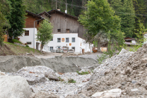 Murenabgang nach Unwetter in Mieders im Stubaital, Stubai, Tirol, Österreich