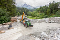 Murenabgang nach Unwetter in Mieders im Stubaital, Stubai, Tirol, Österreich