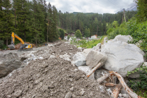 Murenabgang nach Unwetter in Mieders im Stubaital, Stubai, Tirol, Österreich