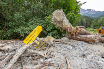 Murenabgang nach Unwetter in Mieders im Stubaital, Stubai, Tirol, Österreich