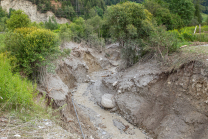 Murenabgang nach Unwetter in Mieders im Stubaital, Stubai, Tirol, Österreich