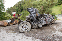 Murenabgang nach Unwetter in Mieders im Stubaital, Stubai, Tirol, Österreich