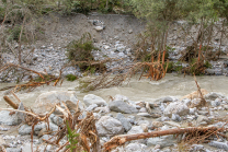 Murenabgang nach Unwetter in Mieders im Stubaital, Stubai, Tirol, Österreich