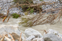 Murenabgang nach Unwetter in Mieders im Stubaital, Stubai, Tirol, Österreich